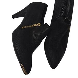 BELLINI Black Textured Booties – Size 11 W – 3.5" Heel – Gold Zipper